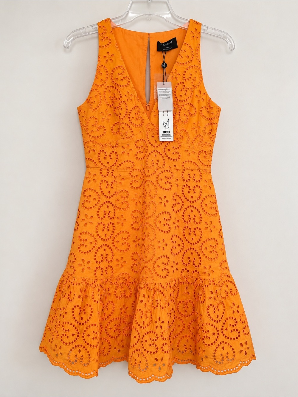 MINKPINK Huxton Orange Eyelet Fit & Flare Dress NWT S #2488